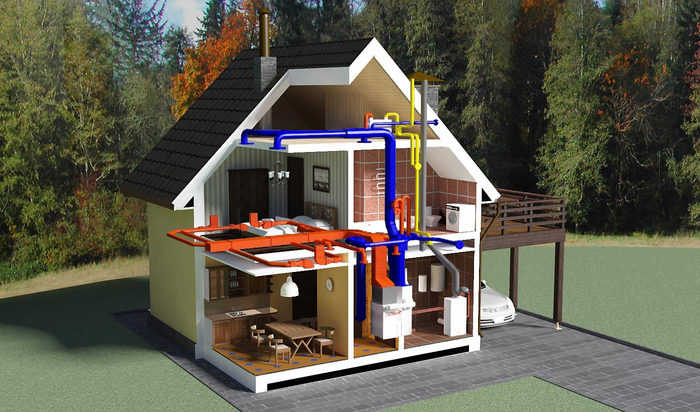 Воздушная система отопления загородного дома                                  