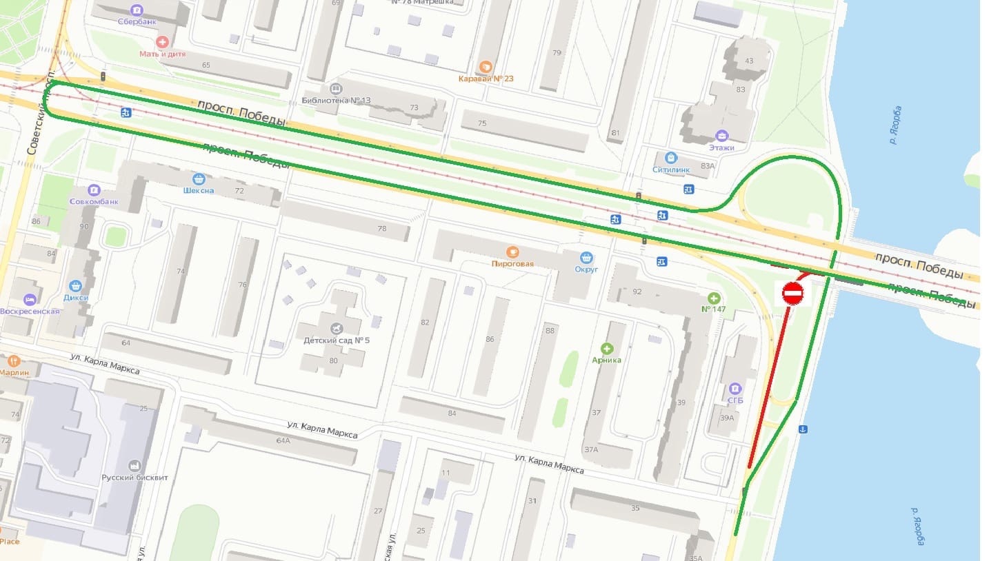 Перекрытие выезда с Набережной на Ягорбский мост